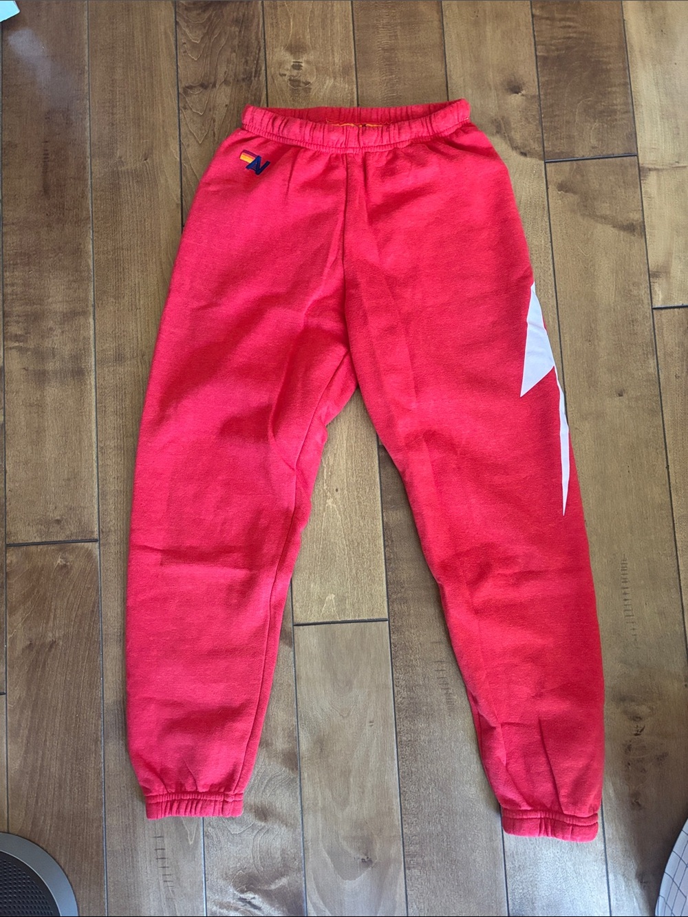 Aviator Nation Bolt Stitch Sweatpants (Red//White) — size xs